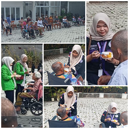 Momen Mengharukan Mahasiswi FKIP UIA Suapin Lansia Sarapan Pagi
